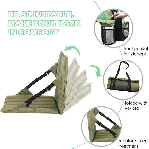 Silla De Camping Portátil Con Cojín Tipo Estadio Y