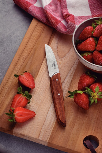 Cuchillo Frutas Tramontina Verttice Acero Inox 3 Pulgadas Color Madera