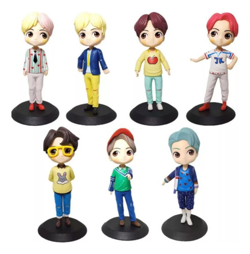 Figura De Cantantes Bts K-pop 7 Personajes Colección C/ Base