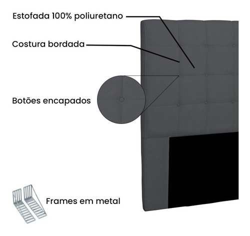 Cabeceira D'rossi Verona Para Cama Box Casal 140 Cm Suede Cor Cinza