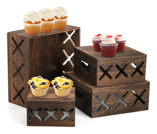 Yarlung Juego De 4 Soportes De Madera Para Cupcakes, Soporte