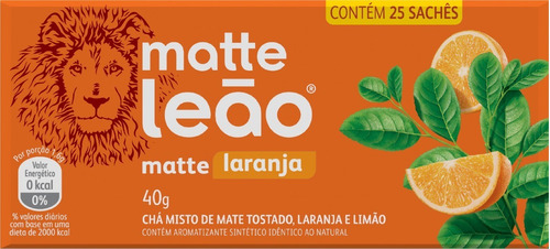 Chá Matte Leão mate laranja em sachê 40 g 25 u