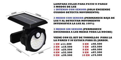 Lámpara Solar Led Sh-1705a Sensor Movimiento