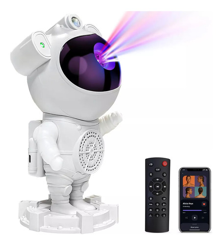 Astronauta Proyector Led/ga-laxia Lampara Blue-tooth Blanco