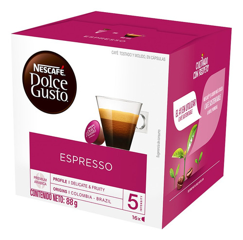 Cápsulas De Café Dolce Gusto Espresso Caja De 16 Und
