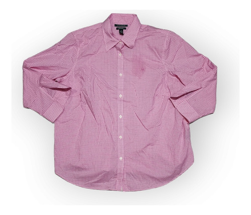 Camisa Ralph Lauren De Mujer Non Iron Talla 1x Rosa/blanco 