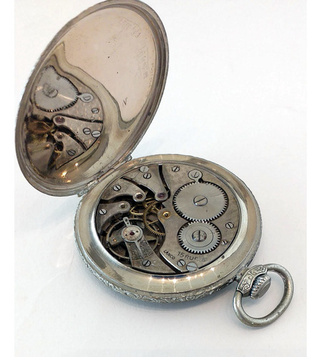 Reloj De Bolsillo Marca Lanco Suizo Funcionando, Controlado Plateado (Usado)