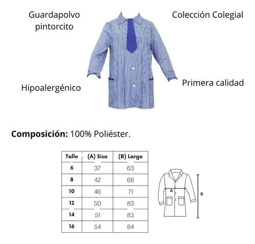 Guardapolvo Pintorcito Niños Jardín Colegial Sarmiento T5
