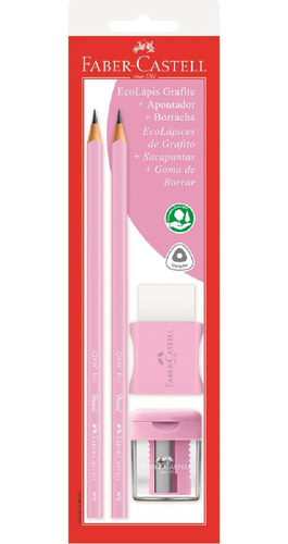 Kit Escolar Rosa Pastel 4 Itens - Faber-castell