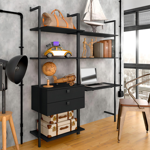 Closet Estilo Industrial Siena 2 Gaveta Preto Fosco - M A
