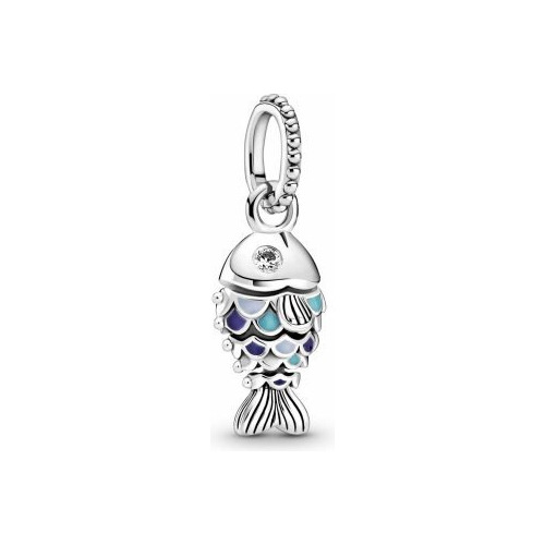 Dije Charm Pandora Pez Azul Rojo Koi Buena Suerte Original