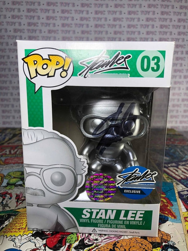 Funko Pop Stan Lee Plateado Firmado Por Stan Lee Con Coa