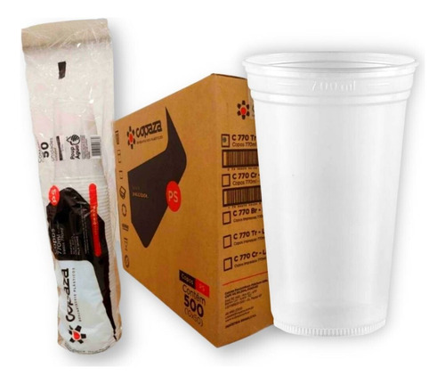 500un Copo 770ml Descartável Copaza Ps Liso Suco Açaí Chopp