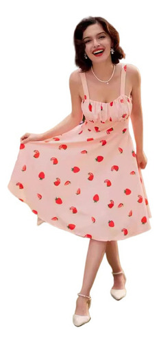 Vestido A Estampado De Frutas Retro De Verano