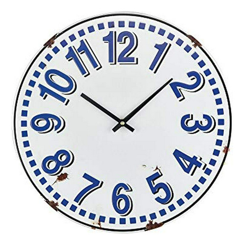 Reloj De Pared Elk Twin Cities, Blanco, Azul Marino