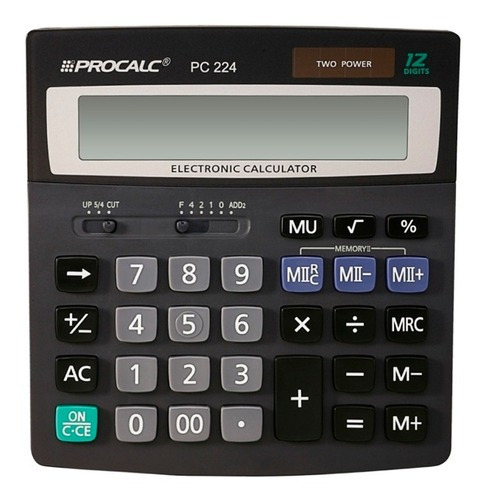 Calculadora De Mesa Escritório Procalc Pc224 12 Digítos Cor Preto