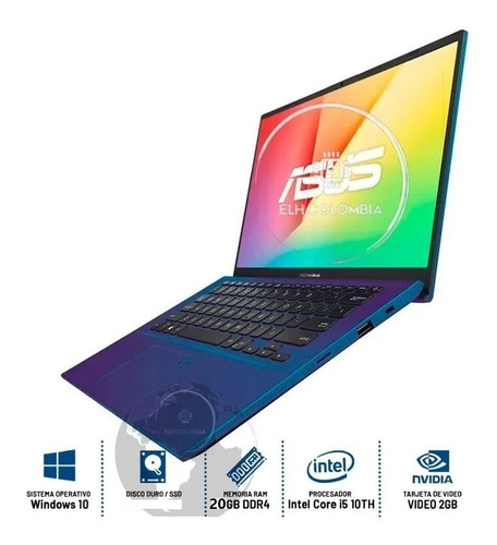 Portátil Asus Vivobook Core I5 10th Ddr4 20gb Ssd256 W10 14 