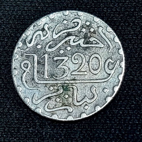 Moneda Marruecos ½ Dirham 1320 (1902) Plata 0.835 Y#18 - 864