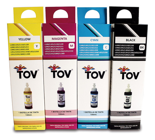 4 Botellas Tinta Compatible Tov Epson 664 T664 C,y,m,bk