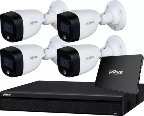 Kit 4 cámaras de Seguridad Dahua Alámbrica para Interior y Exterior