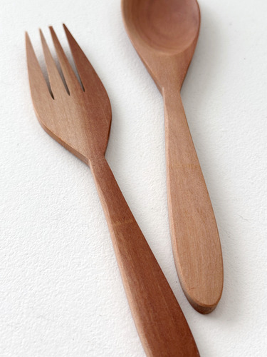 Set Cuchara Y Tenedor De Madera - Imp Indonesia Marrón