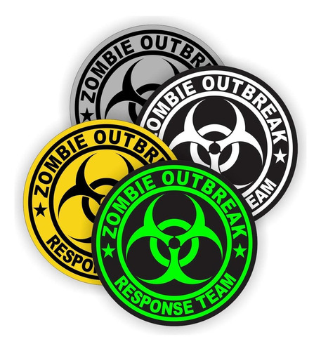 4pcs Biohazard Symbol Zombie Response Team | Hard Hat Sticke