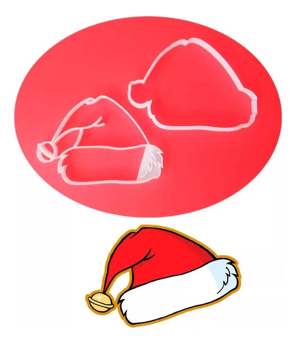 Cortador Gorro De Navidad Con Sello Para Fondant Y Galletas