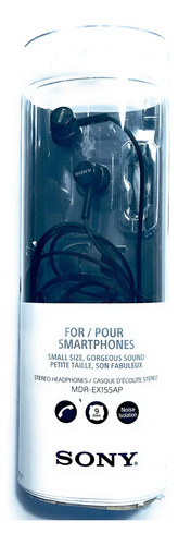 Auriculares Sony Mdrex155ap Con Micrófono, Color Negro