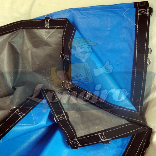 Imagem 1 de 6 de Lona Capa 10x20 Cinza Azul Plastica Cobertura Gigante Pppe