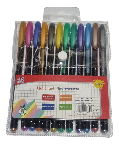 Set 12 Lapices Tinta Gel Colores Fluor