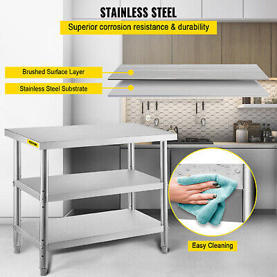 Vevor Stainless Steel Work Prep Table 48 X14 With Under Zzi