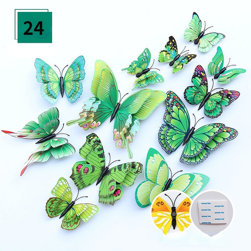 24 Pegatinas De Pared 3d Con Diseño De Mariposas Simuladas