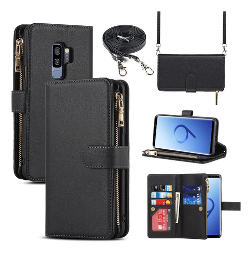 Funda Para Samsung Galaxy S9 Plus - Negra Con Tarjetero