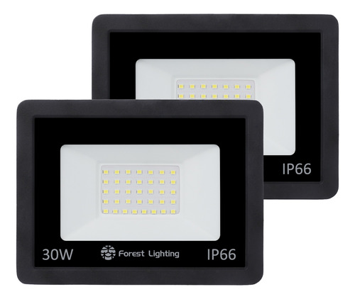 Pack X2 Reflector Led 30w Exterior Proyector Luz Fría Cálida