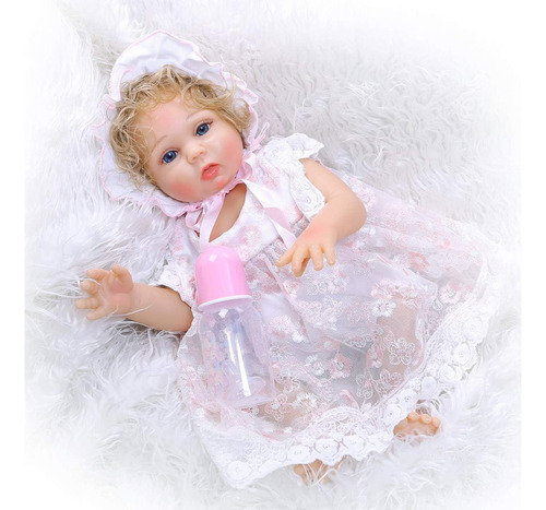 Muñeca Reborn De Silicona 45 Cm Niña Realista Ojos Azules