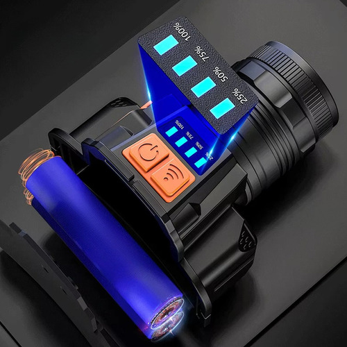 Faro De Inducción Led T6 Con Carga Usb Y Pantalla De Aliment