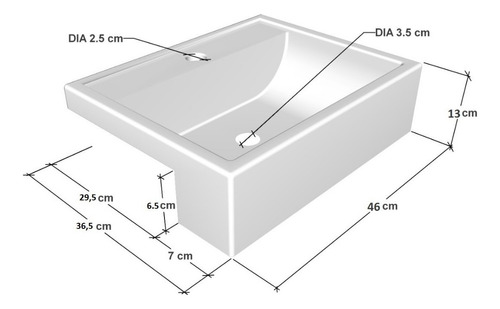 Cuba / Pia De Apoio Semi-encaixe Mo13 Retangular 46cm Branco
