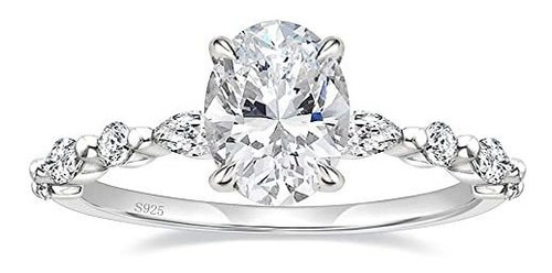 925 Sterling Silver Ring Oval Cut Cubic Zirconia Engagement 
