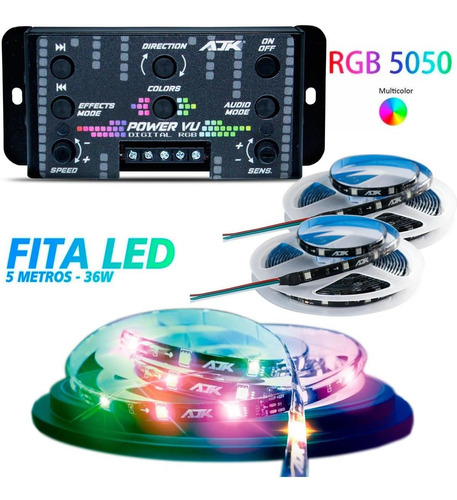 Central Power Vu + 2 Fita Led Rgb Ws2811 36w 150 Led 5m