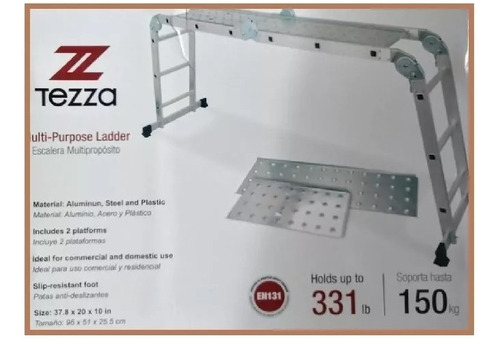 Escalera Multifuncional De Aluminio 3.5m 150kg Tezza