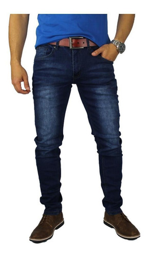 Imagen 1 de 5 de Pantalón Jeans Elasticado Hombre Skinny Semipitillo