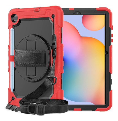 Funda Roja Con Correa De Mano Para Galaxy Tab S6 Lite De 10,