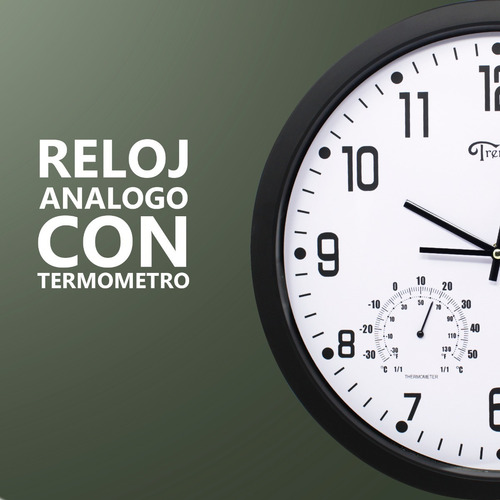 Imagen 2 de 7 de Reloj Pared Moderno Analogo Termometro E Higrómetro Trentino