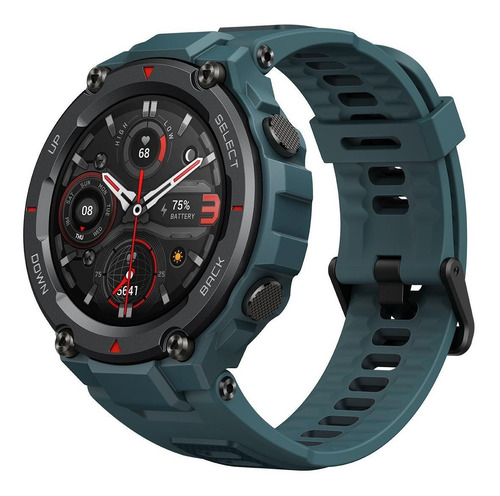 Imagen 2 de 5 de Smartwatch Amazfit Sport T-Rex Pro 1.3" caja 47.7mm de policarbonato steel blue, malla steel blue de silicona A2013
