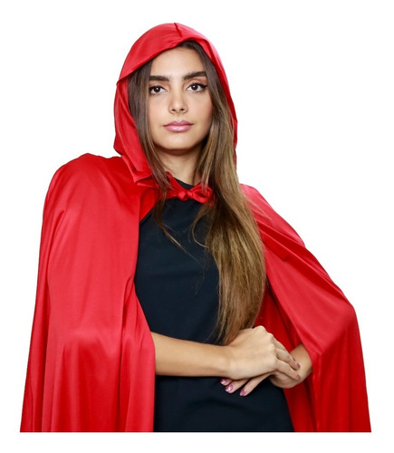 Imagen 2 de 9 de Disfraz Capa Con Capucha Caperucita Roja Dama