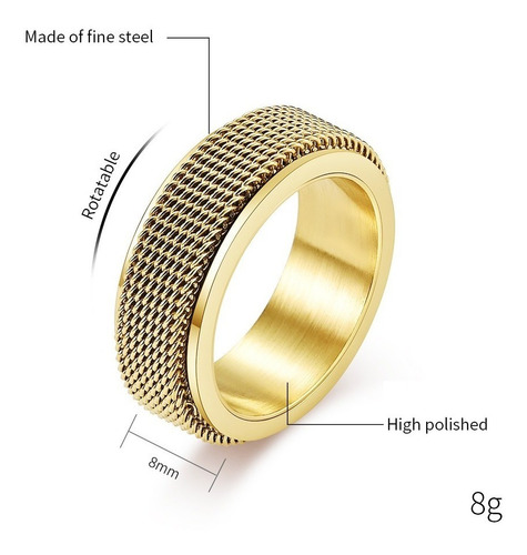 Nuevo Anillo Malla Inglesa Giratorio Unisex Ac Titanio A244