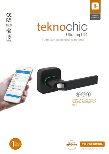 Cerradura Tekno Chic Blk Huella Bluetooth Ultraloq Ul1 *cuot