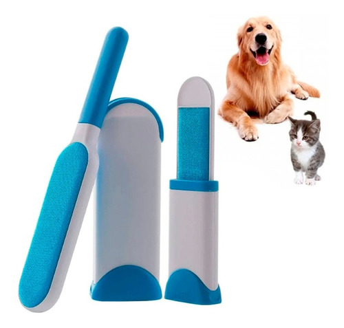 Peine Quita Pelusa Removedor Pelos Mascota  2en 1 Color Azul