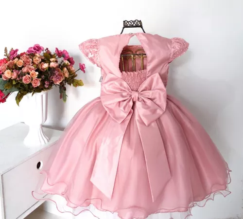 Vestido Infantil de Festa Longo Rosê Luxo Princesa