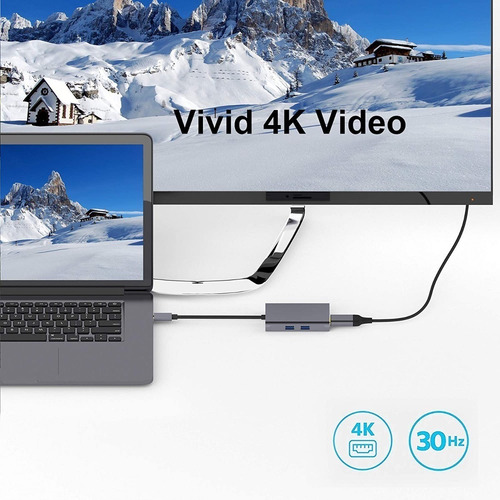 Imagen 6 de 6 de Hub Usb C Hdmi Sd 4k Rj45 Adaptador Mac Macbook Pro Air 13 15 Micro Sd Usb 3.0 Ethernet